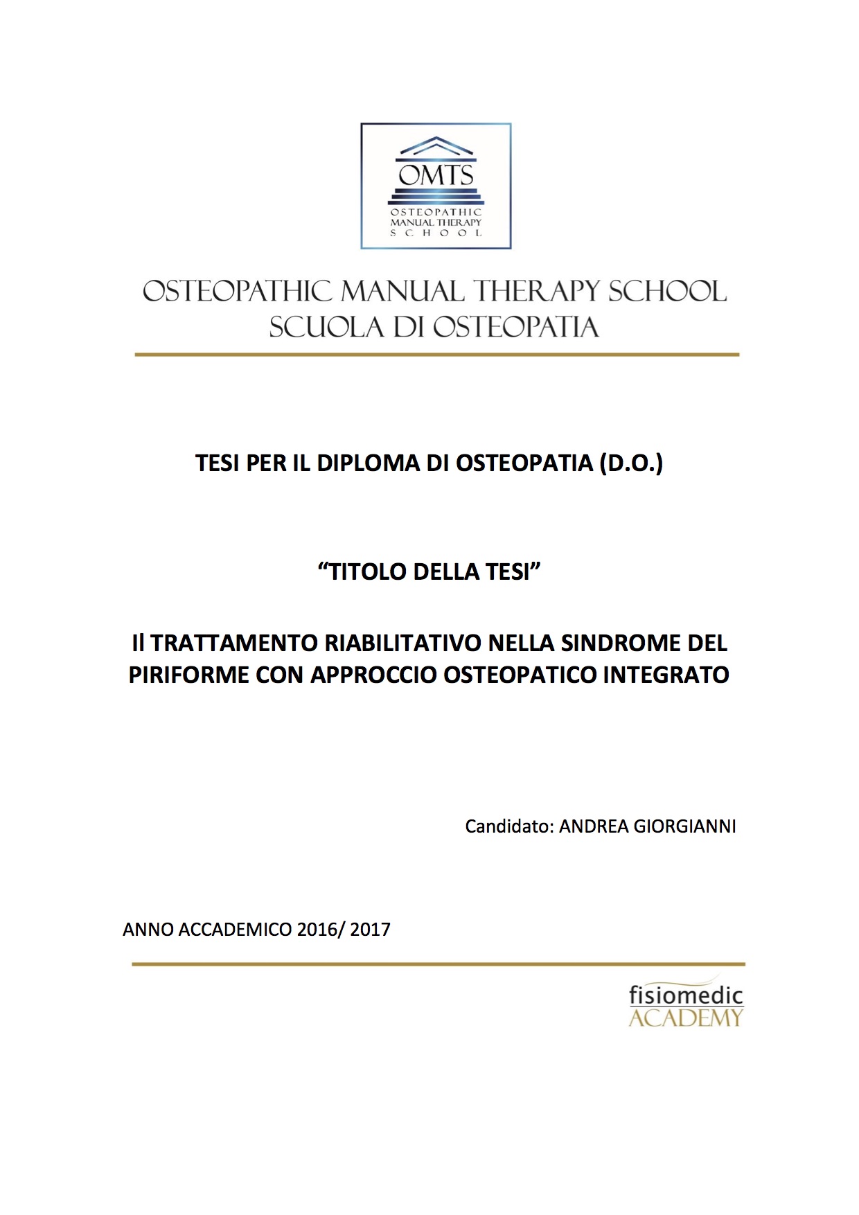 Andrea Giorgianni Tesi Diploma Osteopatia 2017
