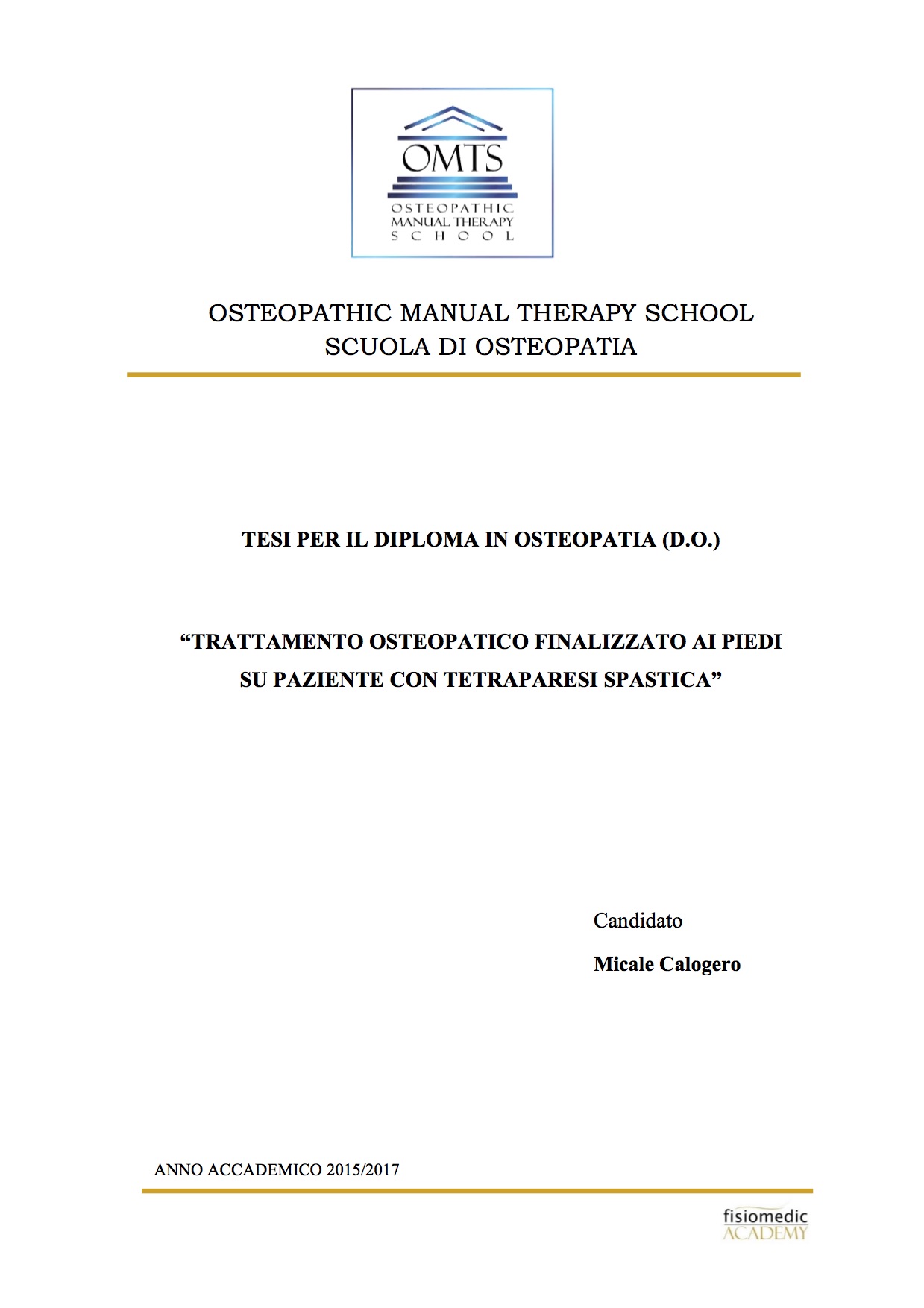Calogero Micale Tesi Diploma Osteopatia 2017