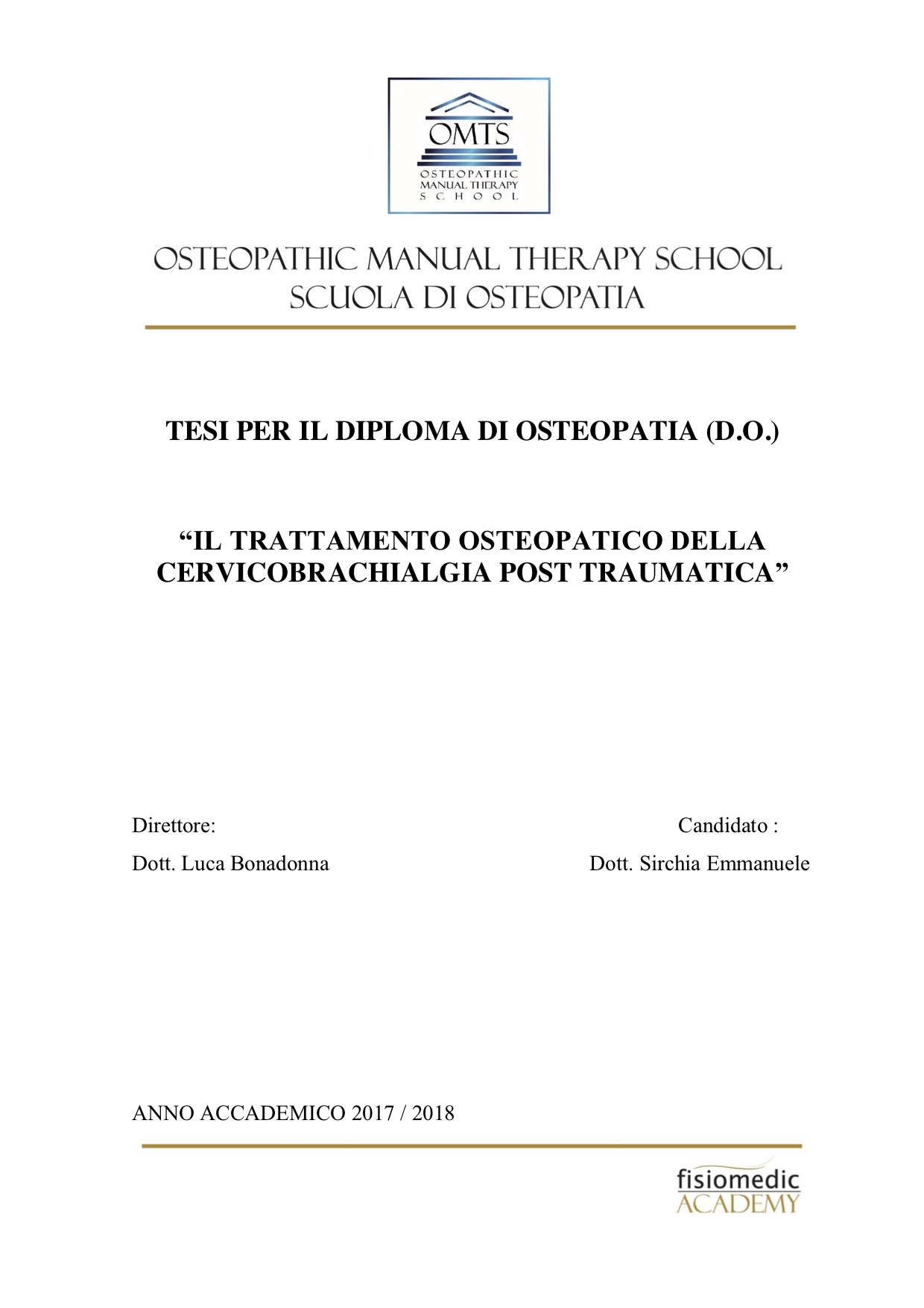 Emmanuele Sirchia Tesi Diploma Osteopatia 2018
