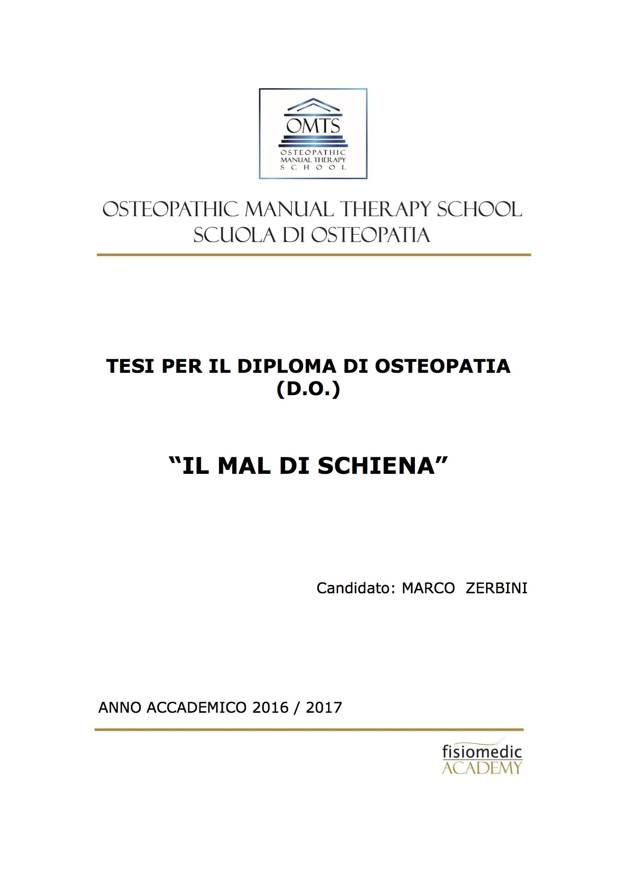 Marco Zerbini Tesi Diploma Osteopatia 2017