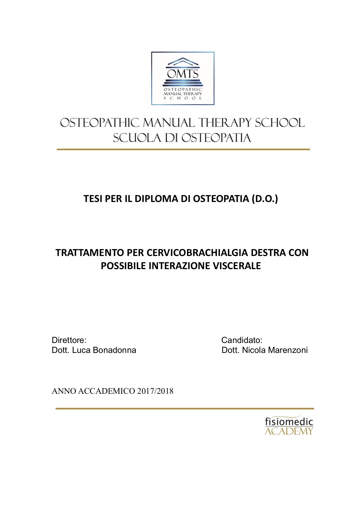 Nicola Marenzoni Tesi Diploma Osteopatia 2018