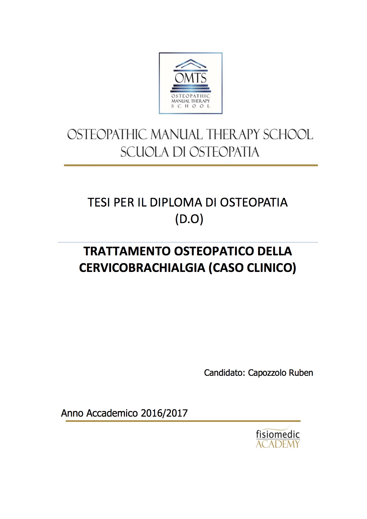 Ruben Capozzolo Tesi Diploma Osteopatia 2017