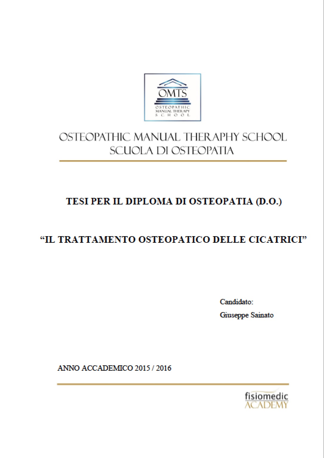 Sainato Giuseppe Tesi Diploma Osteopatia 2016
