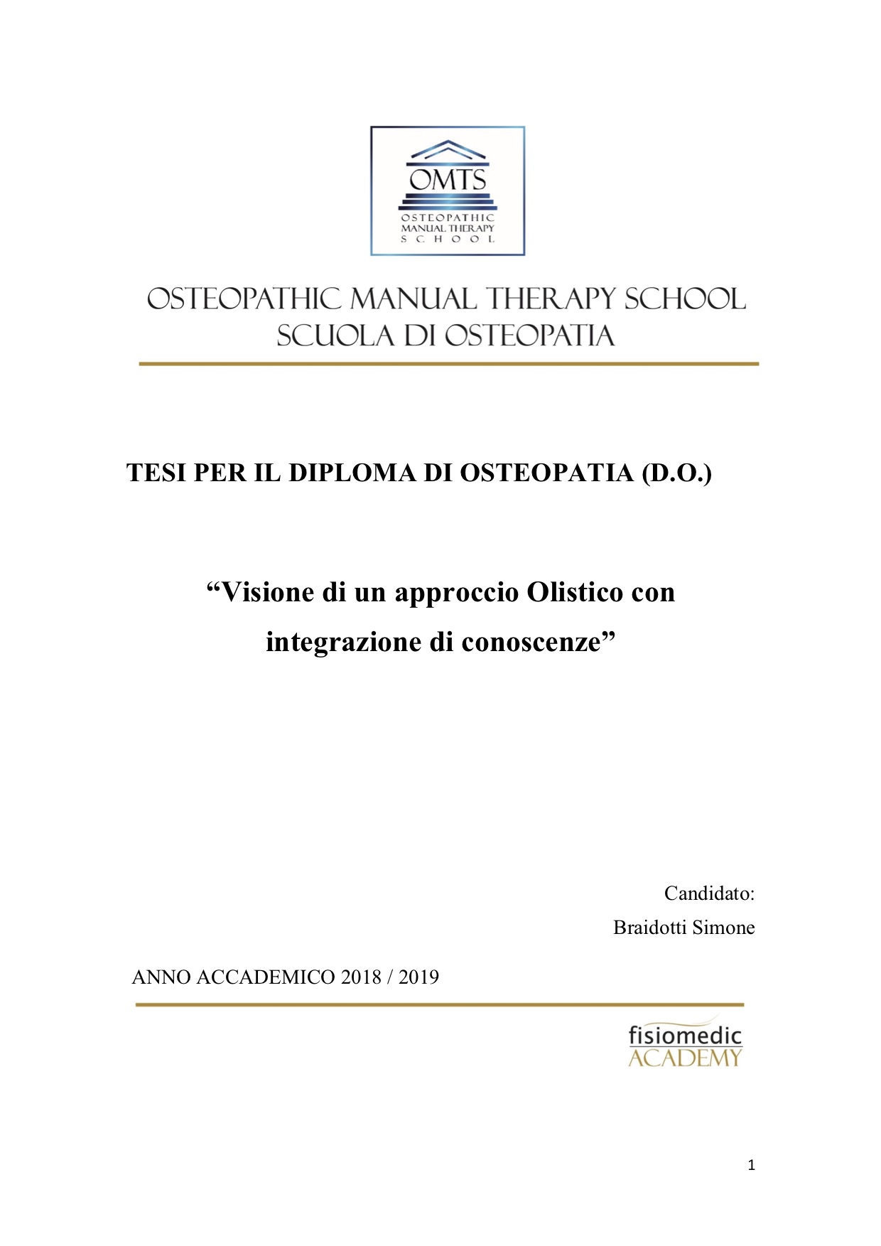 Simone Braidotti Tesi Diploma Osteopatia 2019