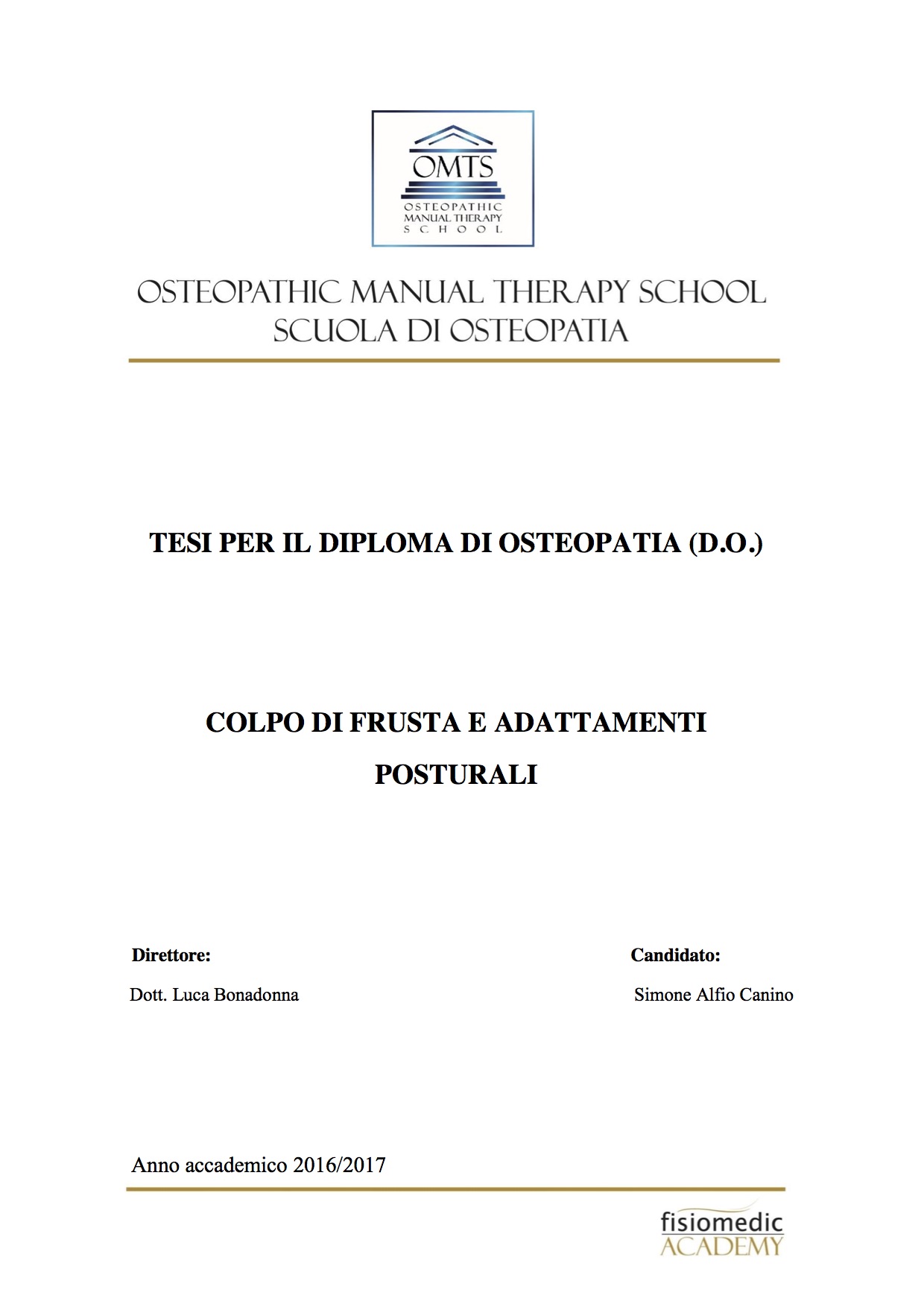 Simone Canino Tesi Diploma Osteopatia 2017