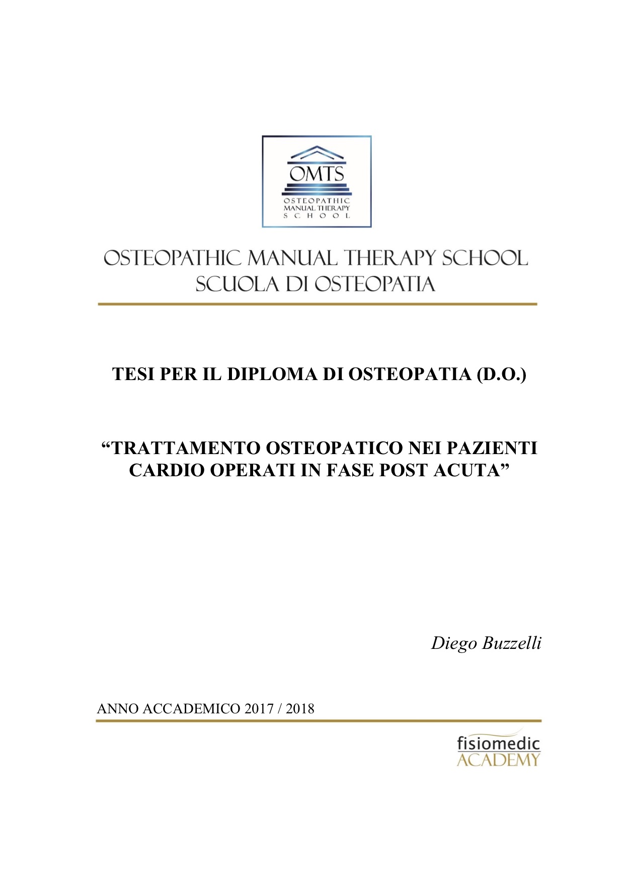 Diego Buzzelli Tesi Diploma Osteopatia 2018