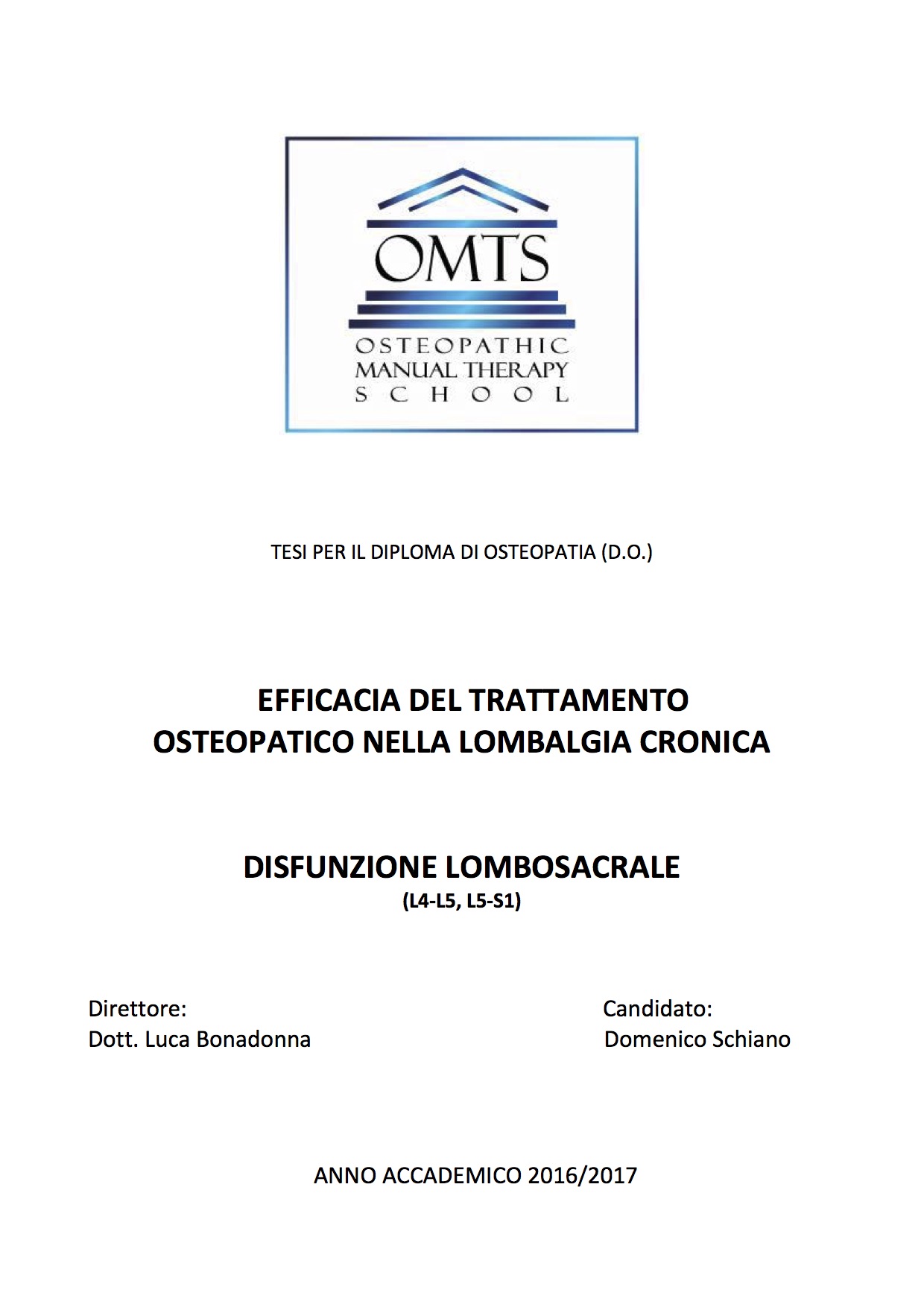 Domenico Schiano Tesi Diploma Osteopatia 2017