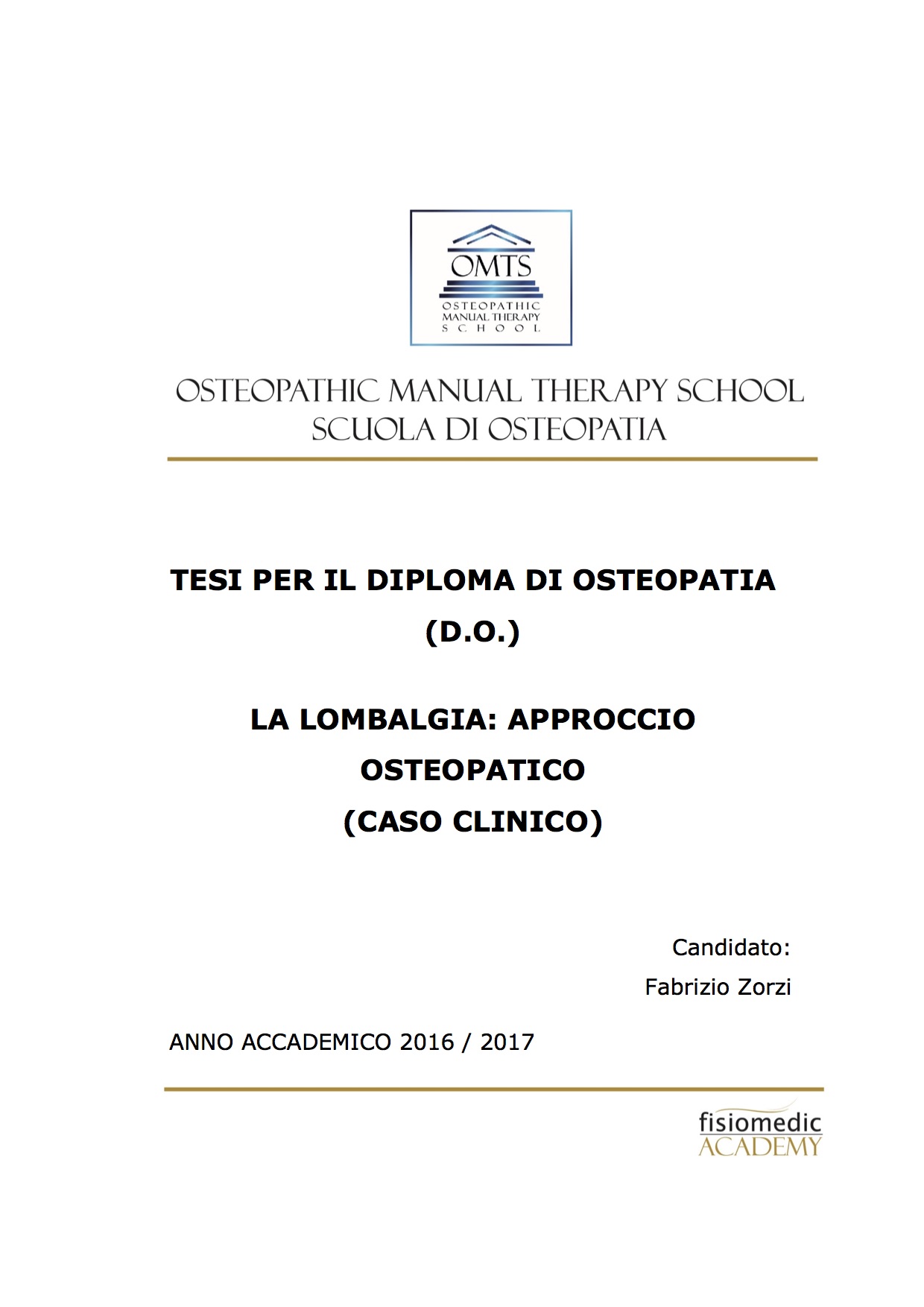 Fabrizio Zorzi Tesi Diploma Osteopatia 2017