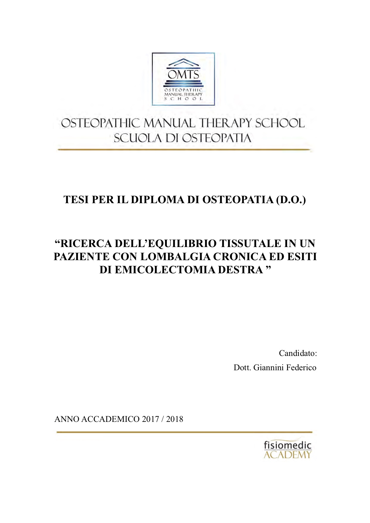 Federico Giannini Tesi Diploma Osteopatia 2018