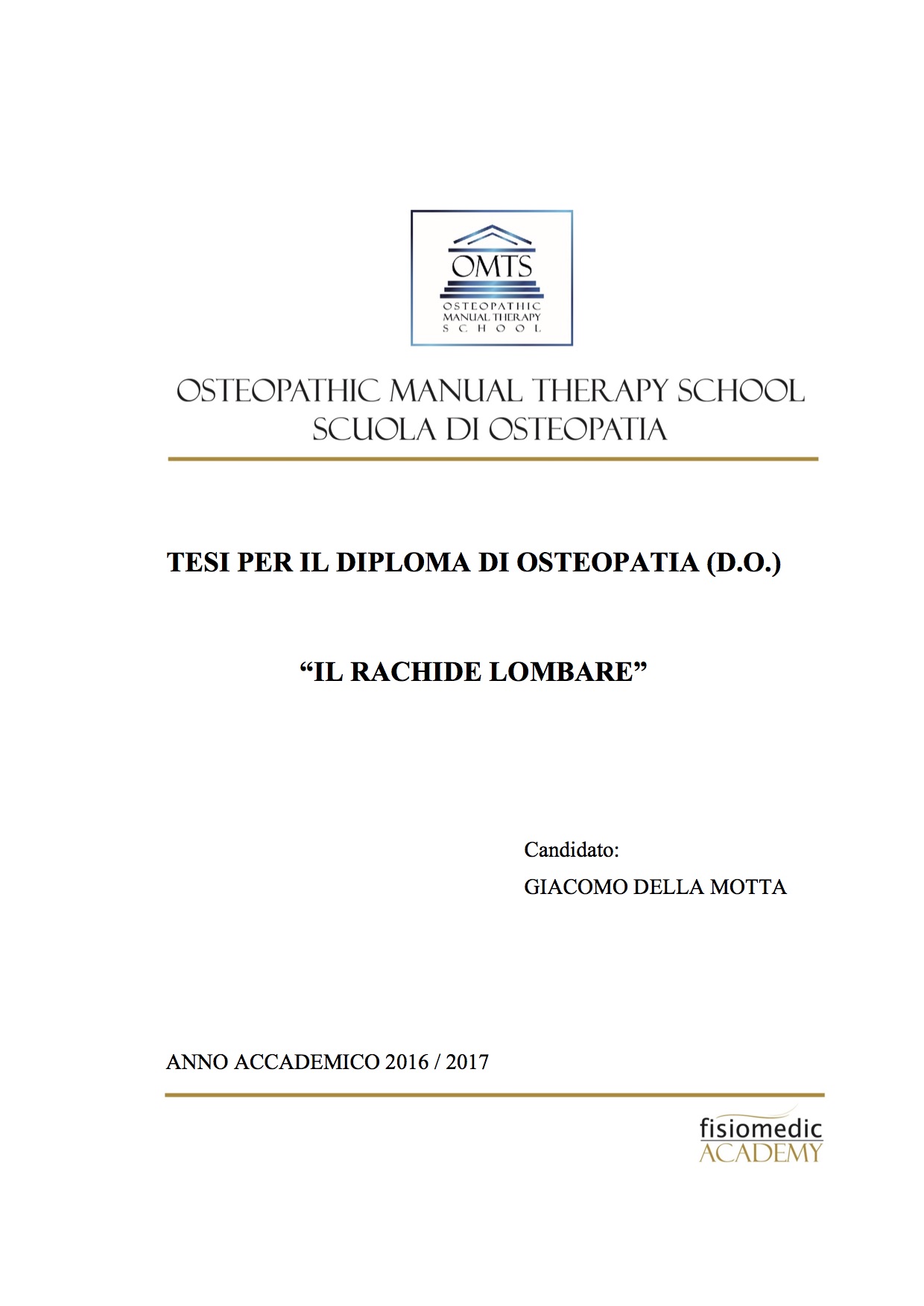 Giacomo Della Motta Tesi Diploma Osteopatia 2017