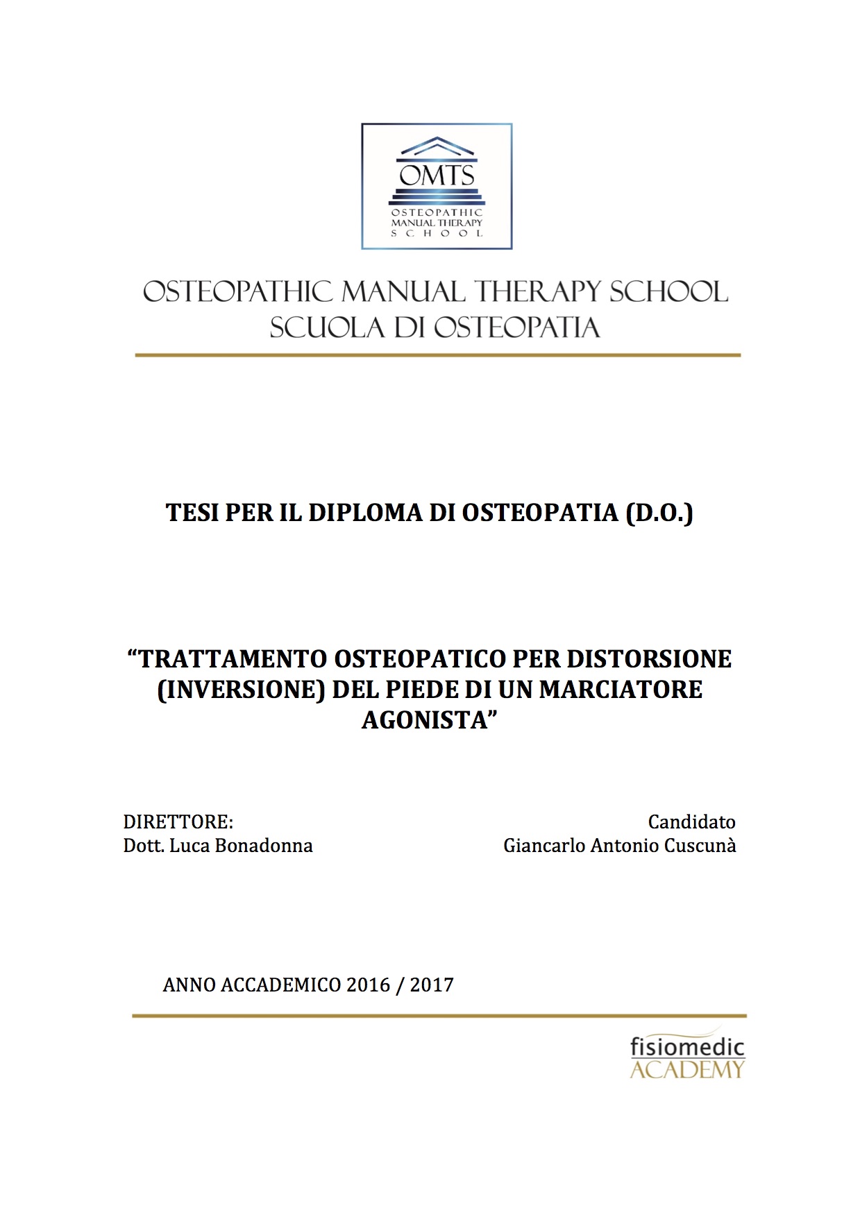 Giancarlo Cuscuna Tesi Diploma Osteopatia 2017