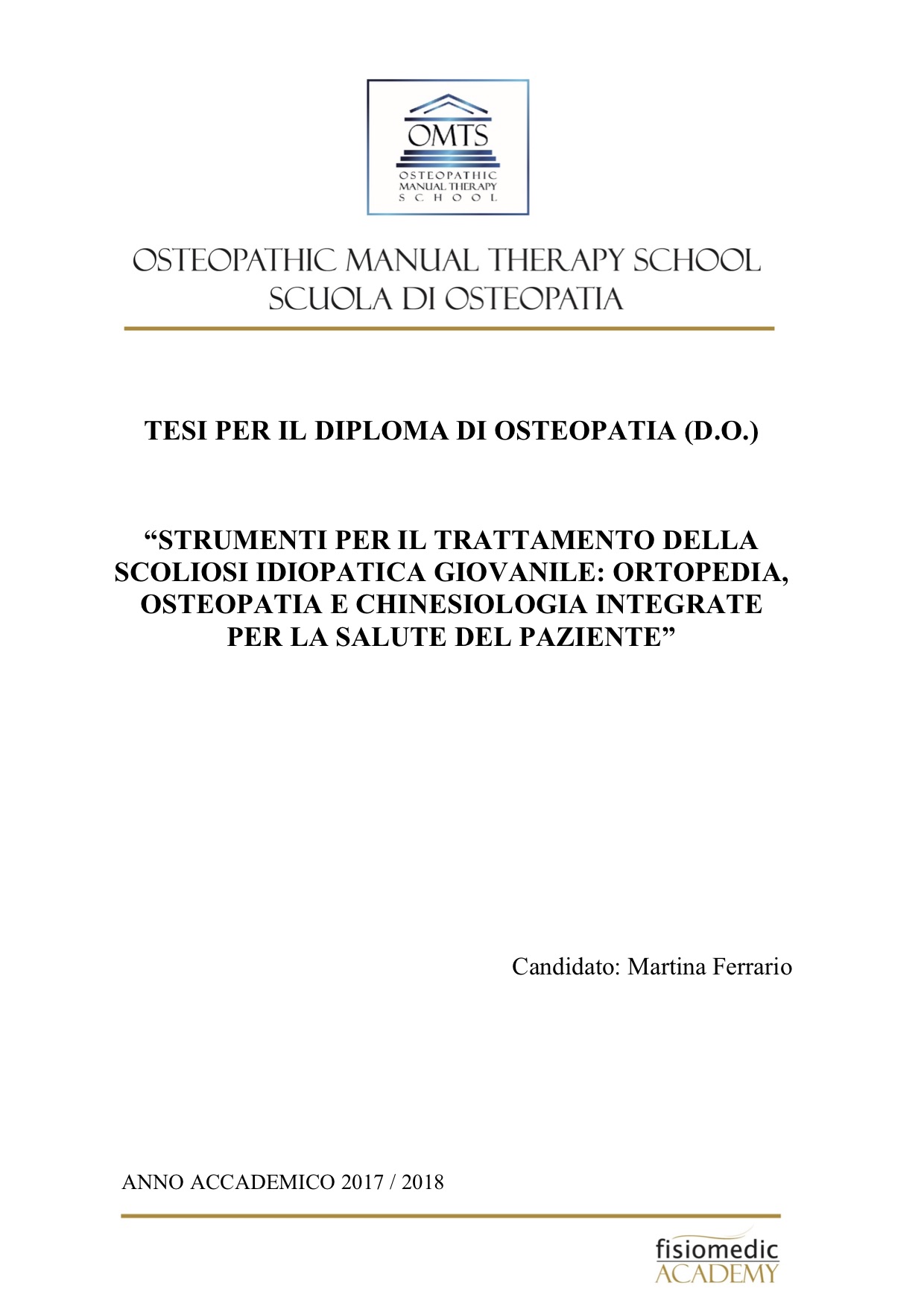 Martina Ferrario Tesi Diploma Osteopatia 2018