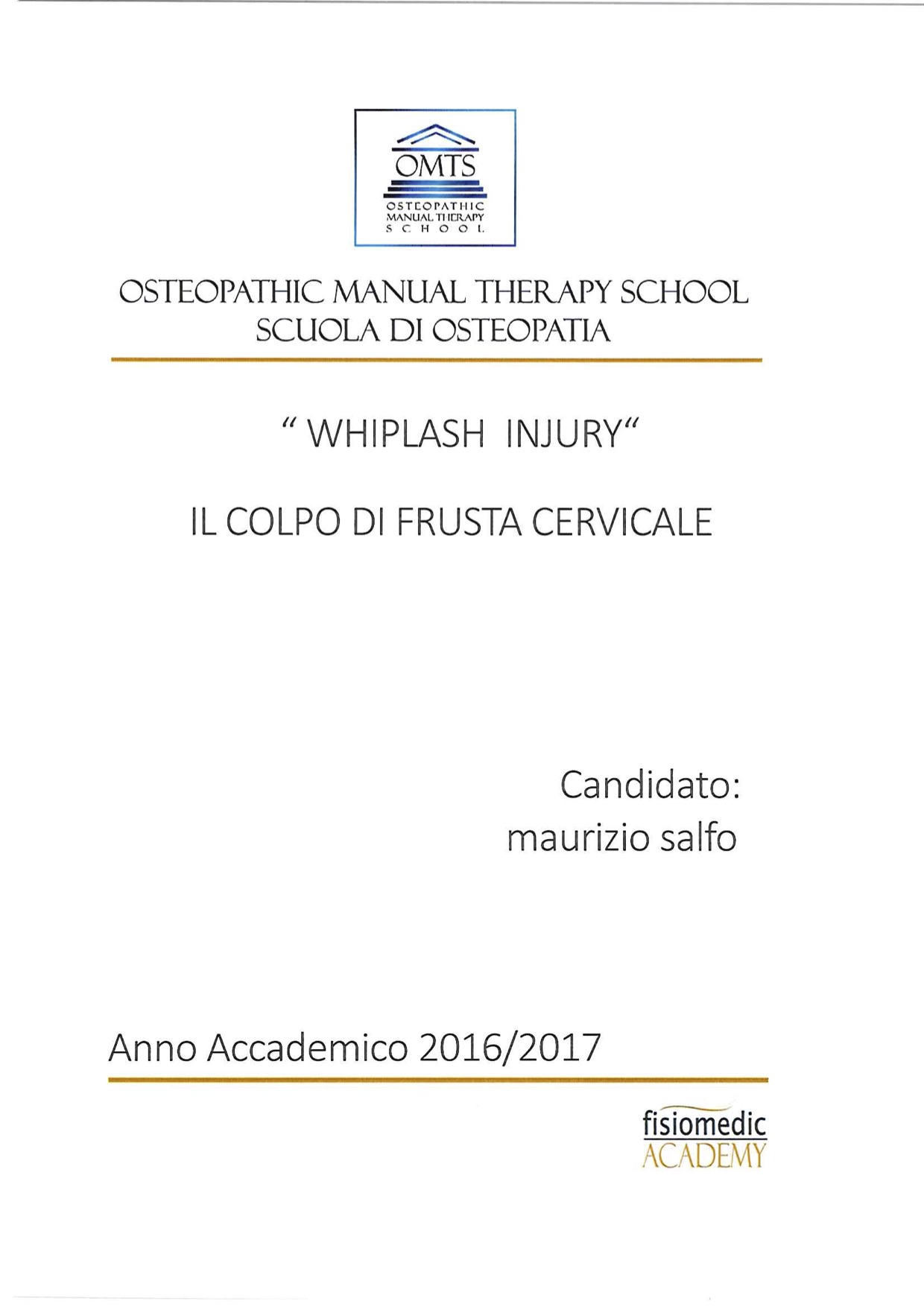 Maurizio Salfo Tesi Diploma Osteopatia 2017